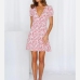 1Fashion Short Sleeve Button Up Floral Print Dress