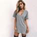 4Fashion Solid Hollowed Out V Neck Short Sleeves Dress