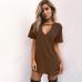 9Fashion Solid Hollowed Out V Neck Short Sleeves Dress