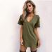 1Fashion Solid Hollowed Out V Neck Short Sleeves Dress