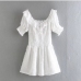 3Fashion Tie Wrap Ruffle White Short Sleeve Dress