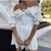 1Fashion Tie Wrap Ruffle White Short Sleeve Dress