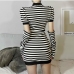 7Fashionable Mock Neck Striped Sheath Dress