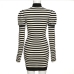 10Fashionable Mock Neck Striped Sheath Dress