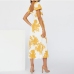 1French Style Print Short Sleeve Midi Dress Women