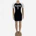 11Letter Printed Contrast Color Short Sleeve Dress