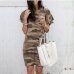 9New Camouflage Print Ruffled Sleeve Plus Size Dress