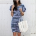 1New Camouflage Print Ruffled Sleeve Plus Size Dress