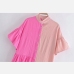 4New Contrast Color Ruffles Flare Sleeve Dress