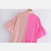 5New Contrast Color Ruffles Flare Sleeve Dress