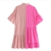 7New Contrast Color Ruffles Flare Sleeve Dress