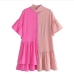 8New Contrast Color Ruffles Flare Sleeve Dress