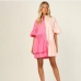 1New Contrast Color Ruffles Flare Sleeve Dress