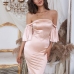 4Off Shoulder Solid Ladies Satin Dress