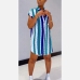 3Plus Size Contrast Color Striped Shirt Dress