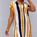 5Plus Size Contrast Color Striped Shirt Dress