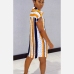 6Plus Size Contrast Color Striped Shirt Dress