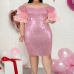 1Plus Size Sequined Short Sleeve Design Dress