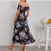 4Popular Strapless Print Short Sleeve Midi Dress