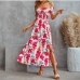 5Popular Strapless Print Short Sleeve Midi Dress