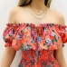 1Printed Off Shoulder Ruched Mini Dress