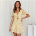 3Puff Short Sleeve Cutout Ruffled Boho Dresses