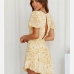 4Puff Short Sleeve Cutout Ruffled Boho Dresses