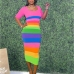 5Rainbow Slim Fitted Half Sleeve Dress