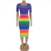 7Rainbow Slim Fitted Half Sleeve Dress