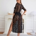 5Seductive Black Lace See Through Slit Midi Dress