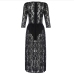 7Seductive Black Lace See Through Slit Midi Dress