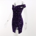 12Sequin Off Shoulder Slit Bodycon Dress