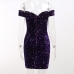 13Sequin Off Shoulder Slit Bodycon Dress