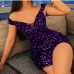 5Sequin Off Shoulder Slit Bodycon Dress