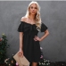 3Sexy Boat Neck Ruffles Short Sleeve Dress