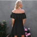 4Sexy Boat Neck Ruffles Short Sleeve Dress