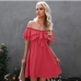 5Sexy Boat Neck Ruffles Short Sleeve Dress