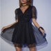 1Sexy Translucent Gauze V Neck Short Sleeve Dress