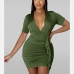 17Sexy V Neck Ruched Short Sleeve Sheath Dress 