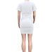 22Sexy V Neck Ruched Short Sleeve Sheath Dress 