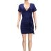 23Sexy V Neck Ruched Short Sleeve Sheath Dress 