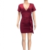 32Sexy V Neck Ruched Short Sleeve Sheath Dress 