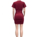 34Sexy V Neck Ruched Short Sleeve Sheath Dress 