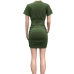 36Sexy V Neck Ruched Short Sleeve Sheath Dress 