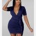 5Sexy V Neck Ruched Short Sleeve Sheath Dress 