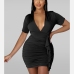 11Sexy V Neck Ruched Short Sleeve Sheath Dress 