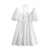 13Sexy V Neck White Puff Sleeve Dress