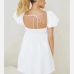 3Sexy V Neck White Puff Sleeve Dress