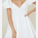 4Sexy V Neck White Puff Sleeve Dress