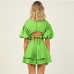 3Solid Cut Out Puffy Sleeve Tiered Dress